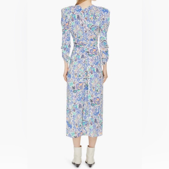 NEW $1395 Isabel Marant Albi Dot Print Ruched Stretch Silk Dress in 8 US / 40 FR - Picture 2 of 6